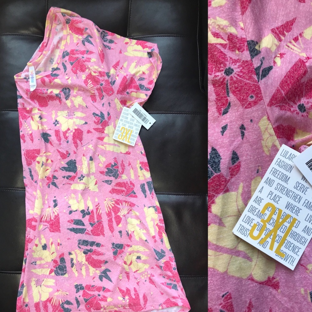 LulaRoe Classic T 3XL Pink and Yellow Floral